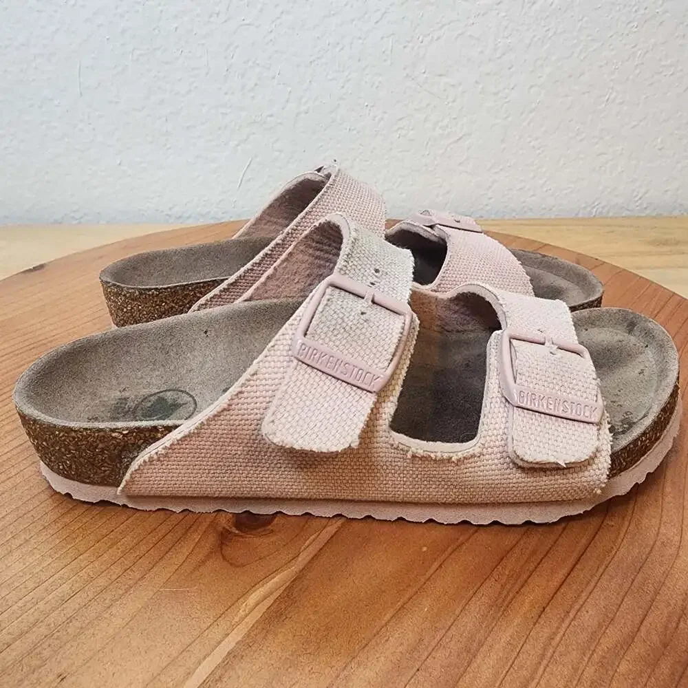 Birkenstock Arizona Sandals Kids Size 13 EU31 Pink Canvas Vegan Buckle